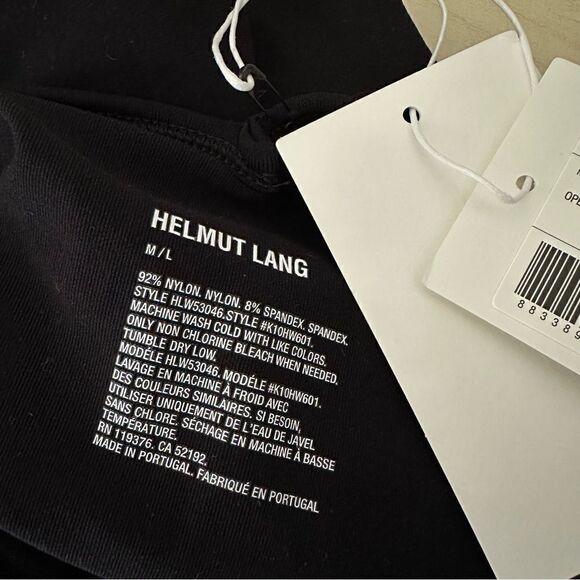 ⭕️ HELMUT LANG Body-Con Dress Black V Back Midi Long Sleeves M/L - Picture 9 of 9